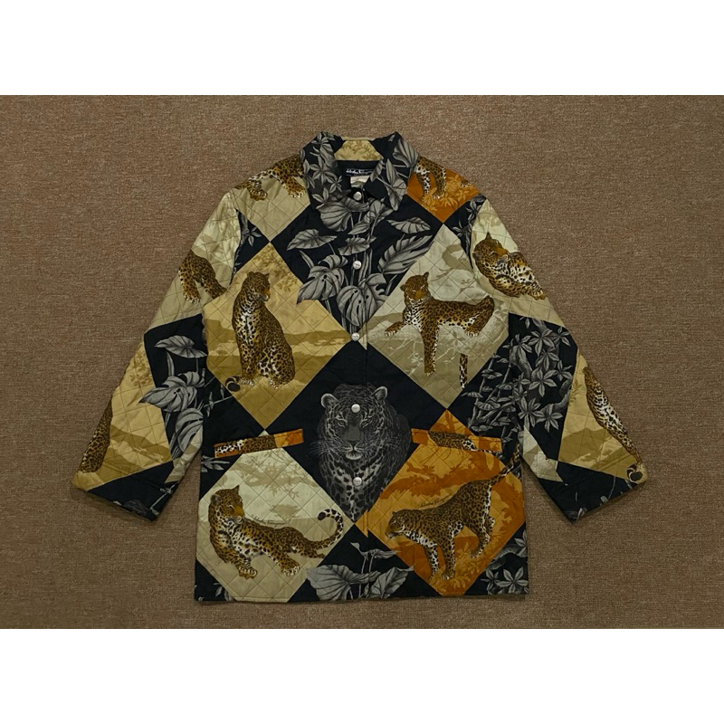 Vintage 90s Salvatore Ferragamo Leopard Printed Jacket