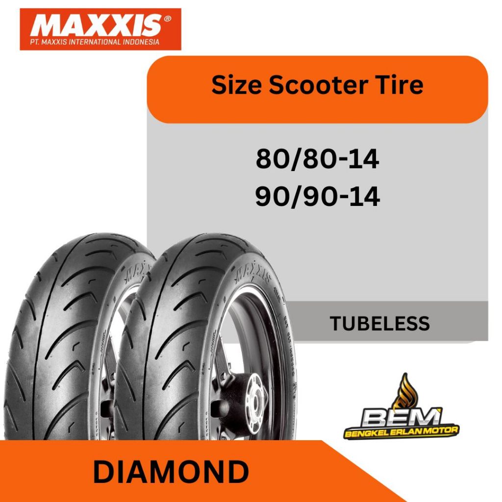 Paket Ban Maxxis Diamond Ukuran 80/80 & 90/90 Ring 14