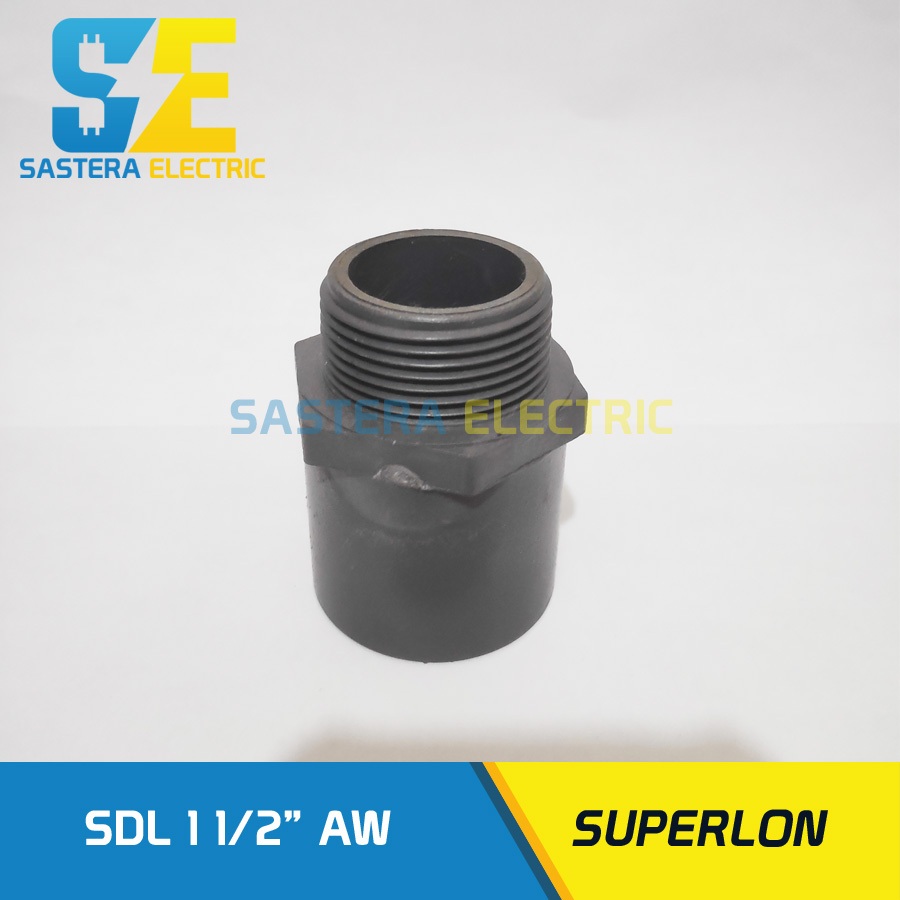 Sok Drat Luar 1 1/2" inch PVC Superlon / SDL 1 1/2 inch AW / Valve Socket 1,5 / Sock Drat Luar 1 1/2