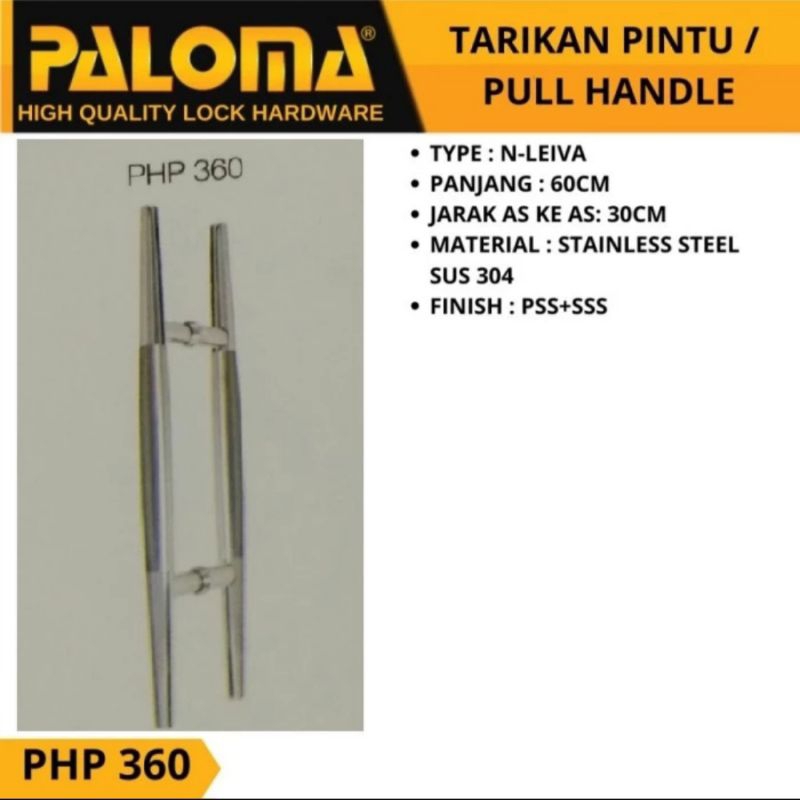 PALOMA Handle Pintu PHP 360 LEIVA 60cm Stainless Steel