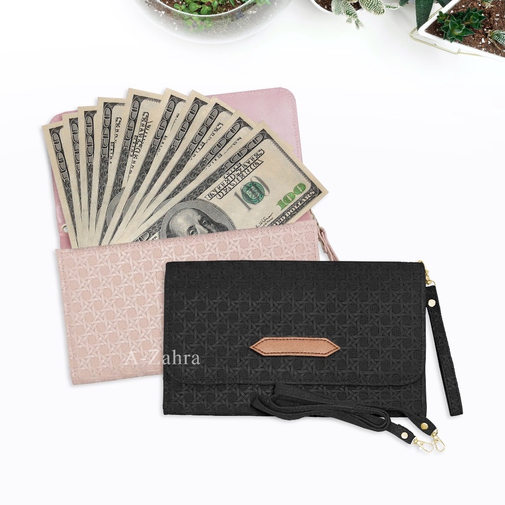SERENTAK AZAHRA 76 HANDBAG WANITA  TAS DOMPET BESAR WANITA  DOMPET LIPAT WANITA MOTIF ANYAMAN  TAS S