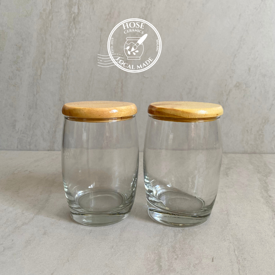 HOSÉ JAR GELAS LILIN, DLL (300ml) DULANOIA | BOTOL TOPLES KACA BELING TUTUP KAYU | WOODEN LID JARS