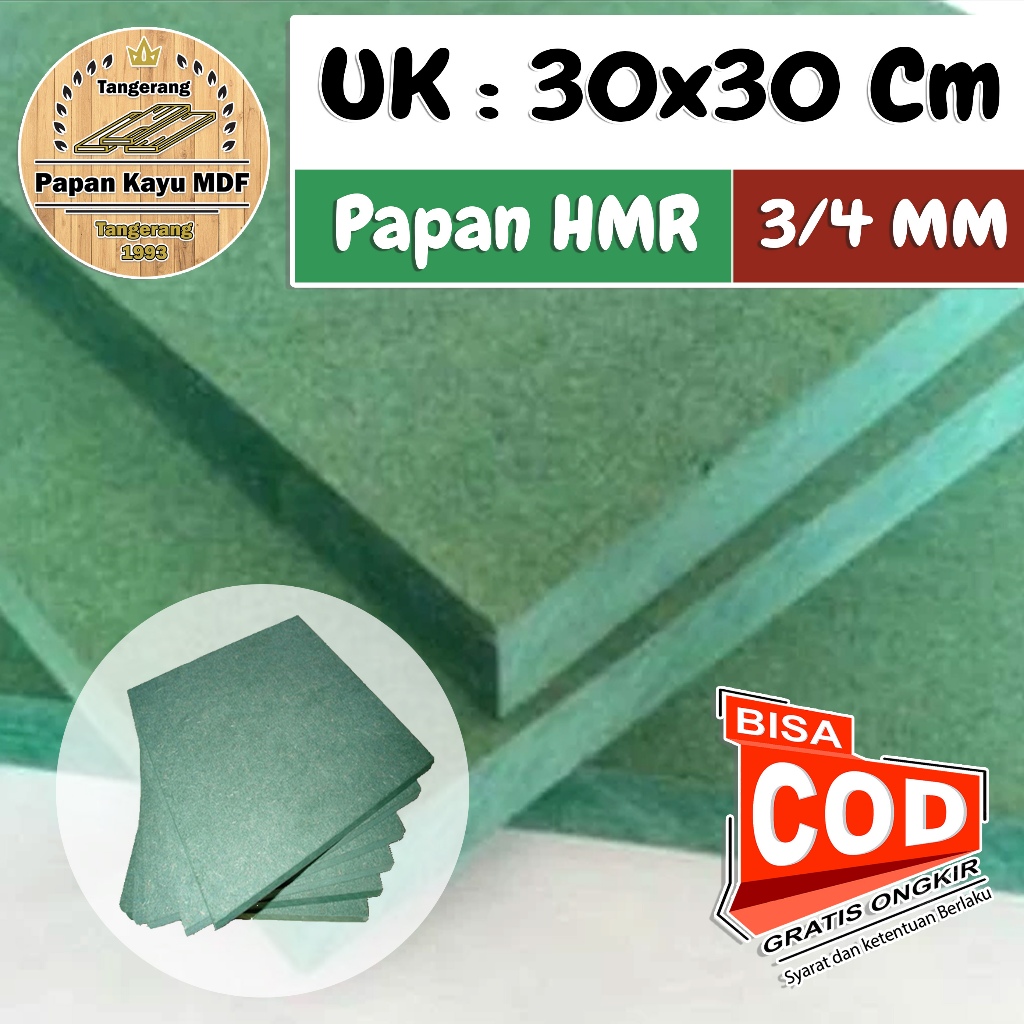 Kayu Papan HMR Ketebalan 3MM / 4MM Ukuran 30x30 cm Papan HMR / MDF WARNA HIJAU Polywood BOARD MURAH