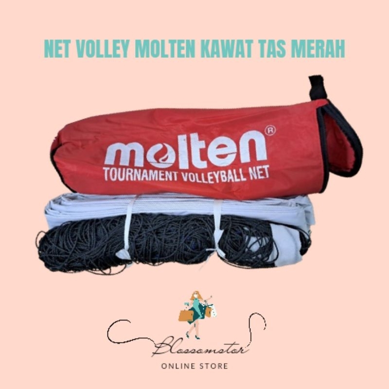 ORIGINAL NET VOLLEY MOLTEN TAS MERAH KAWAT / JARING BOLA VOLI SELING KAWAT