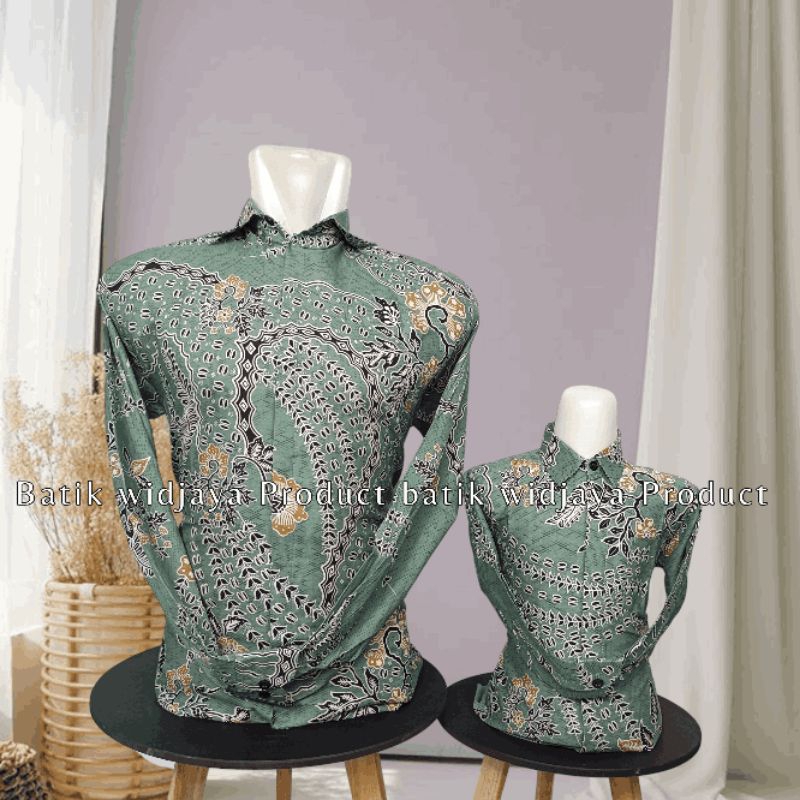 batik couple ayah anak bahan katun premium lapis furing /batik couple ayah anak hijau mint