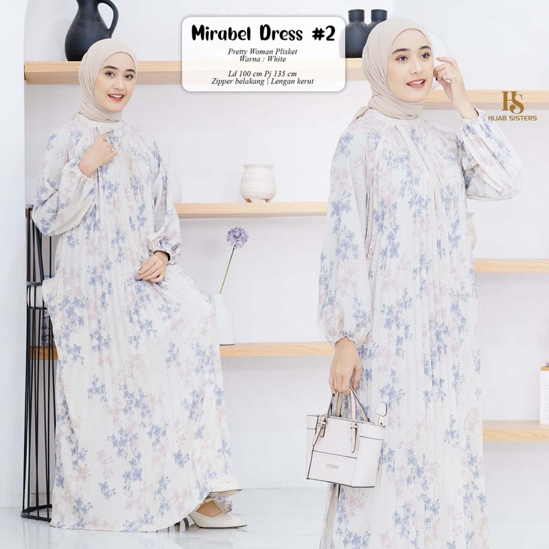 Mirabel Dress - Dress Wanita Plisket Motif Bunga - Bunga