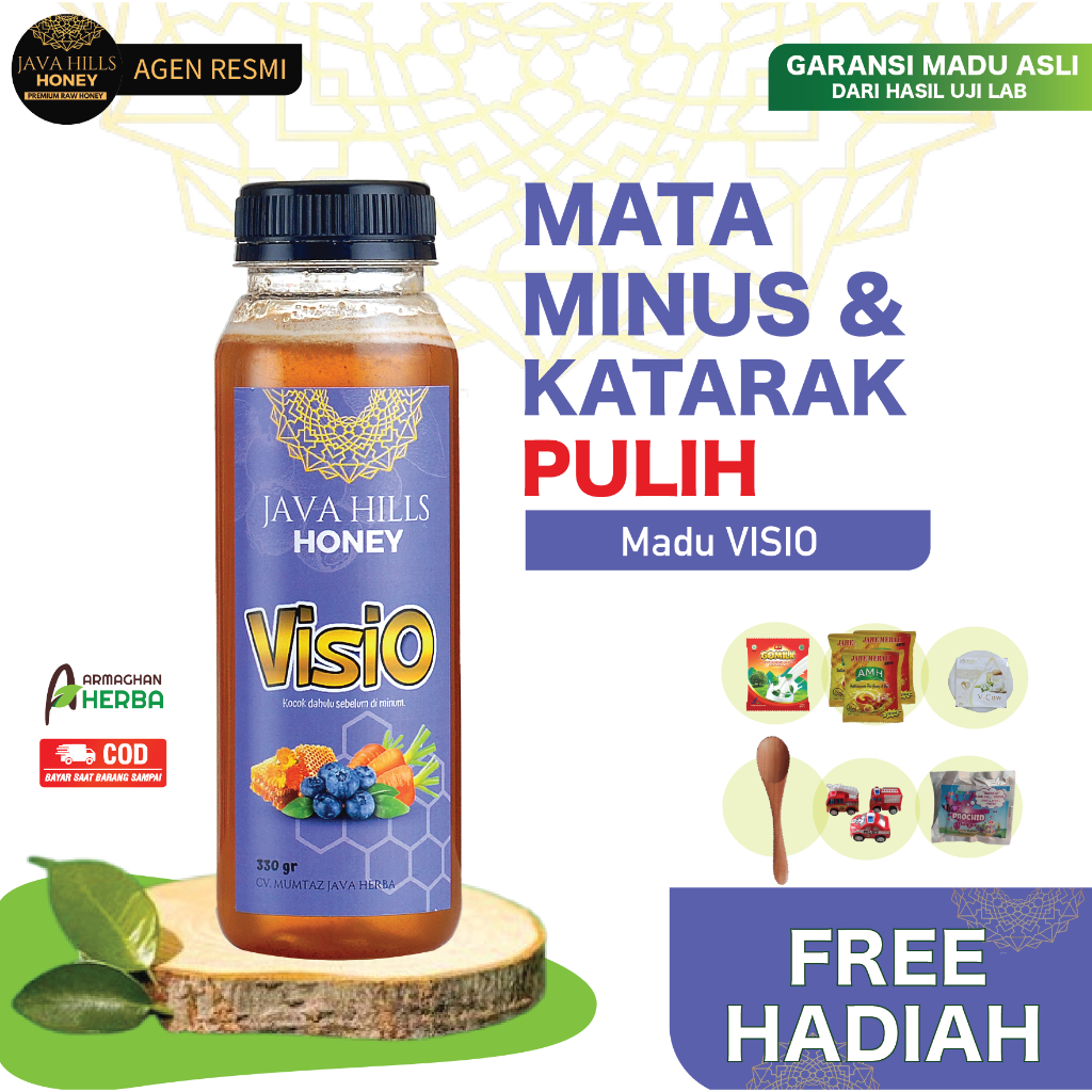 

[ COD + GARANSI ][ GRATIS HADIAH ] MADU JAVA HILLS VISIO | Madu Mata Minus, Plus, Silinder | Madu Katarak dan Glukoma Netto 320 gr