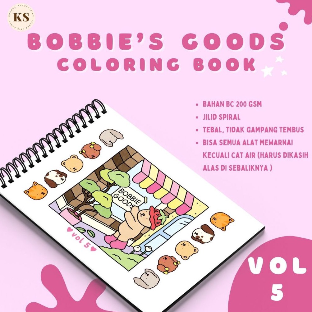 

KODE U3N2 Bobbies Goods Coloring Book Vol 5 Buku Mewarnai Anak Remaja Dewasa Aesthetic Kertas Tebal