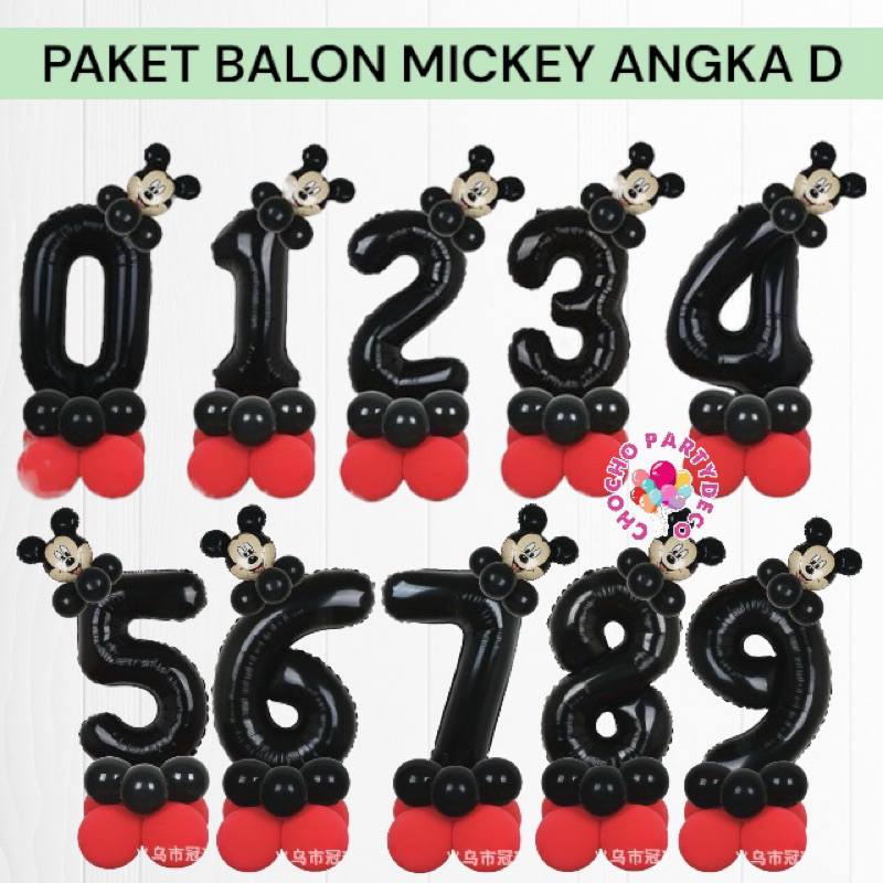 Paket Balon MICKEY MOUSE Angka D / Dekorasi Ulang Tahun Mickey Mouse