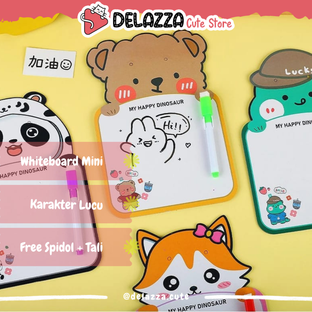 

DELAZZA❤️ Papan Tulis Belajar Anak Whiteboard Mini Karakter Animal Cute