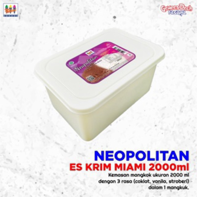 

Ice Cream Miami 2 liter Neopolitan