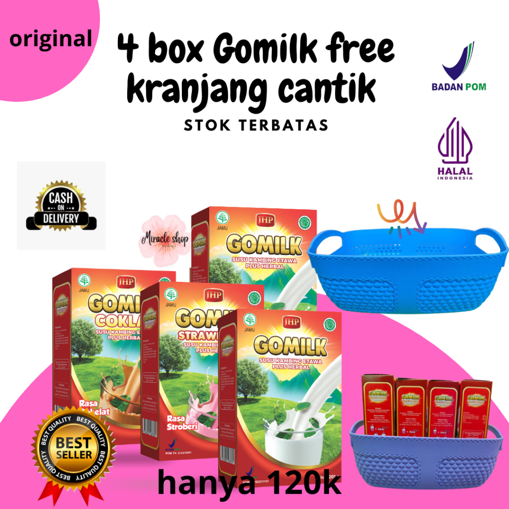 

[GRATIS KRANJANG CANTIK] [BISA COD + GARANSI] GOMILK SUSU KAMBING ETAWA + HERBAL [susu penambah nafsu makan anak] [susu penggemuk]