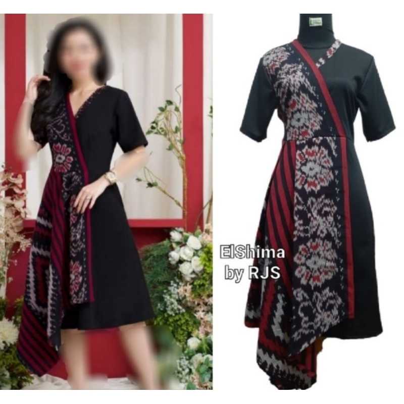 Dress Wanita Kekinian Batik Mix Korean Style