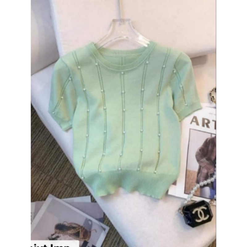 READY STOK baju korea / baju import / model korea / baju knit mutiara / ATASAN RAJUT MUTIARA