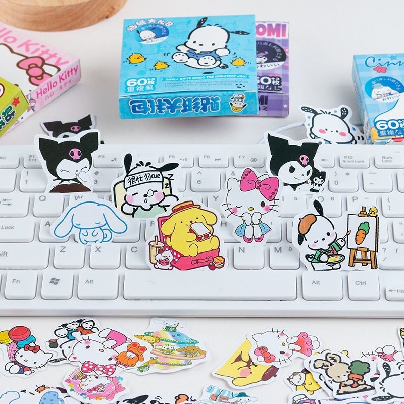 

(BBH) 60pcs Stiker kartun lucu sanrio kuromi my melody rilakkuma spongebob pokemon pikachu my melody purin cinnamoroll / sticker aesthetic dekorasi buku jurnal