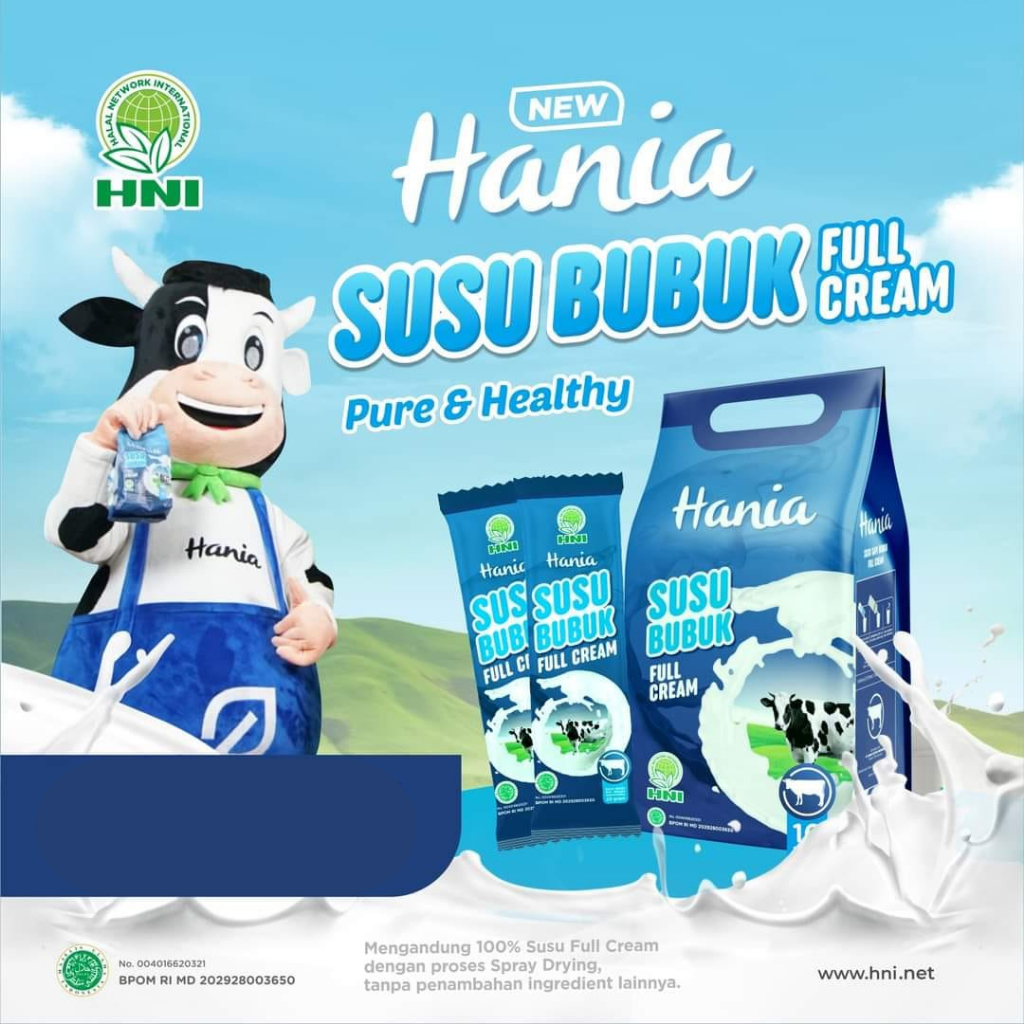 

Hania Susu Bubuk Full Cream - HNI Susu Sapi Bubuk Full Cream Isi 10 Sachet