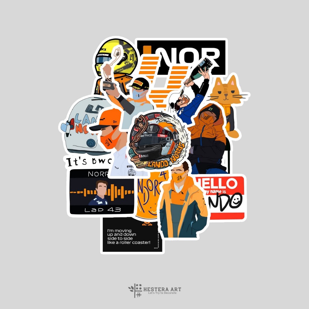 

Stiker Pack Pembalap F1 Sticker Vinyl Doff Laminasi | Stiker Lando Norris