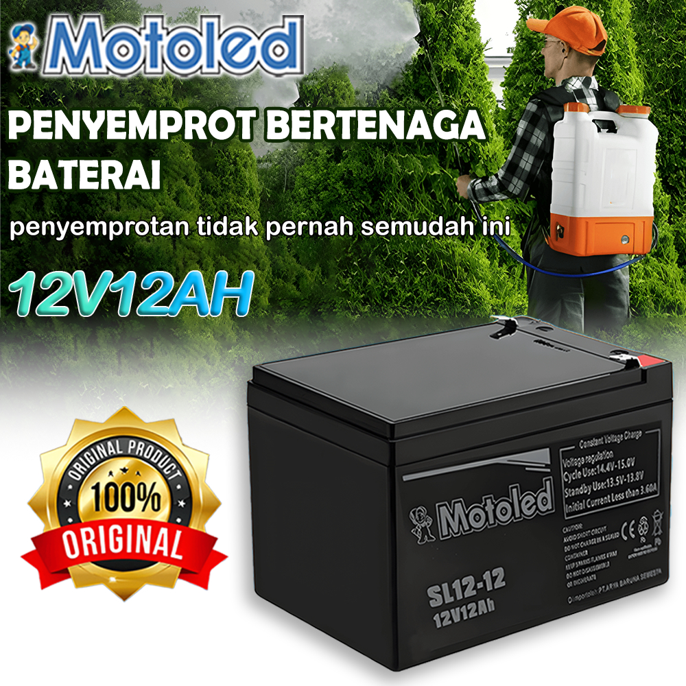MOTOLED ASLI Aki Sepeda Listrik Aki 12V 12AH Kemasan tebal Aki Semprotan Pertanian/ Aki Sprayer/Aki 