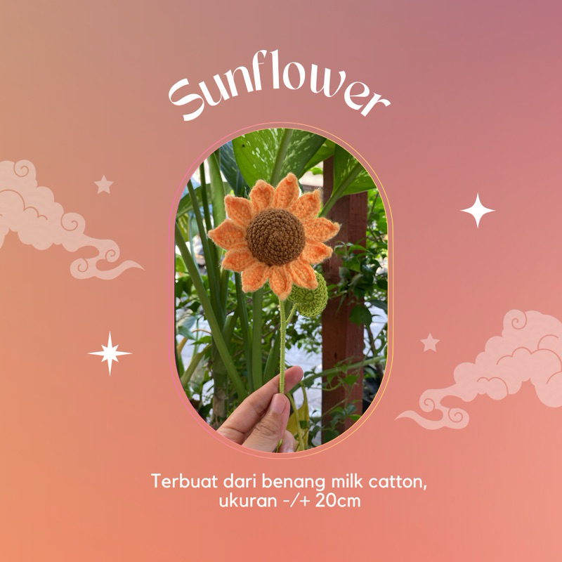 BUNGA MATAHARI RAJUT/BUNGA RAJUT/BUKET BUNGA/BUKET RAJUT/SUNFLOWER