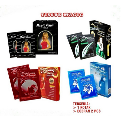 Tissue Magic Power Man Antiseptic Tisu/Tisue Super Mejik/Crimson Desire Merah/Blue Symphony Biru/Bla