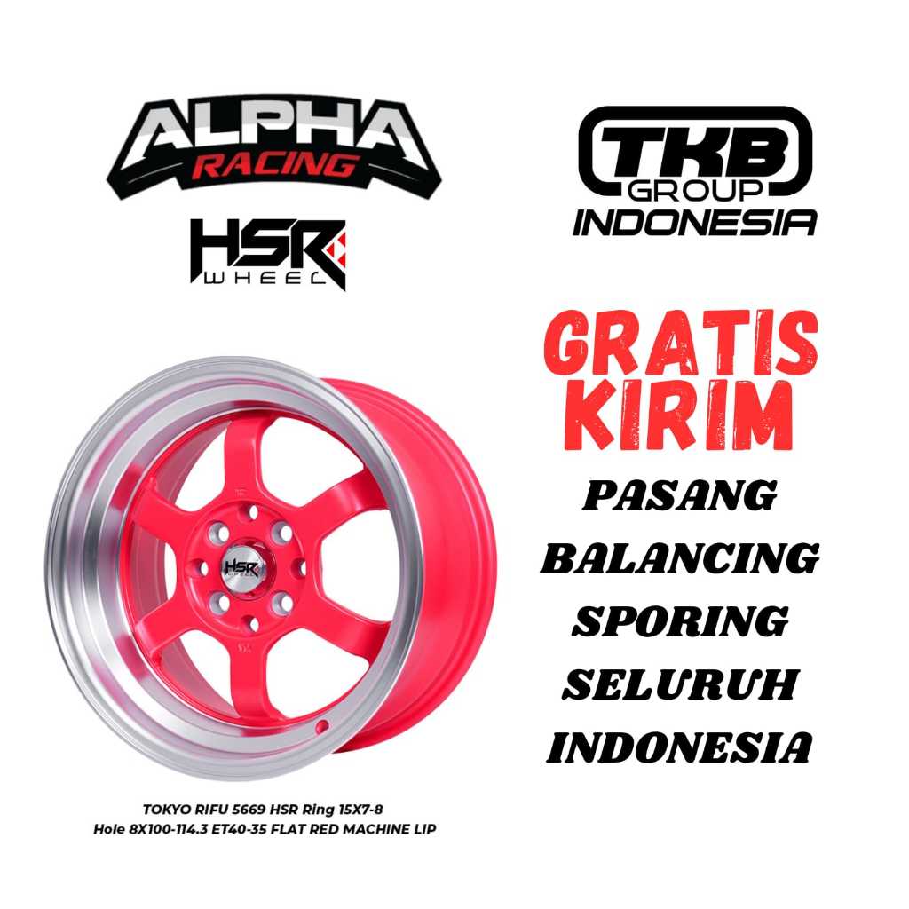 Velg Mobil Celong Ring 15 TOKYO RIFU 5669 HSR R15X7/8 PCD H8X100-114,3 ET40/35 FR/ML