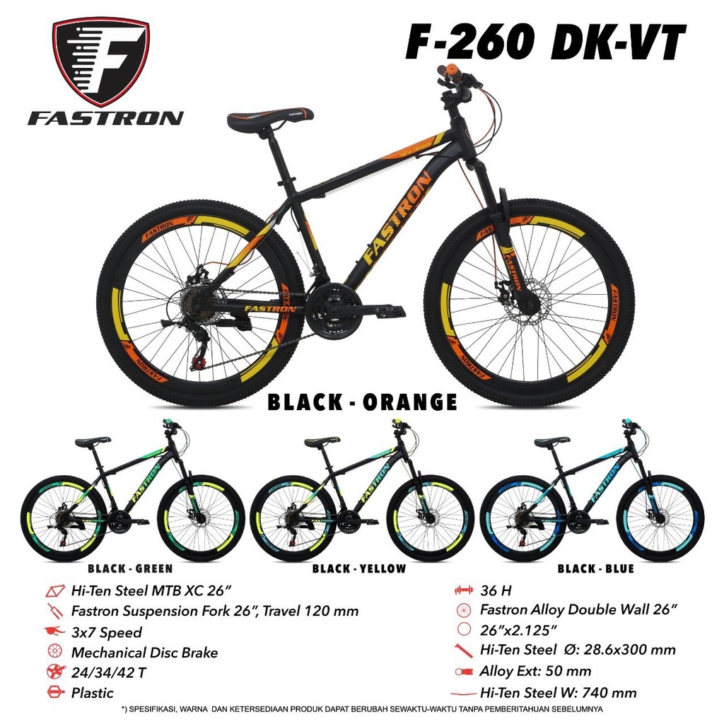 SEPEDA GUNUNG 27.5 INCH MTB FASTRON F 260 DK VT 3 x 7 SPEED - Black Orange