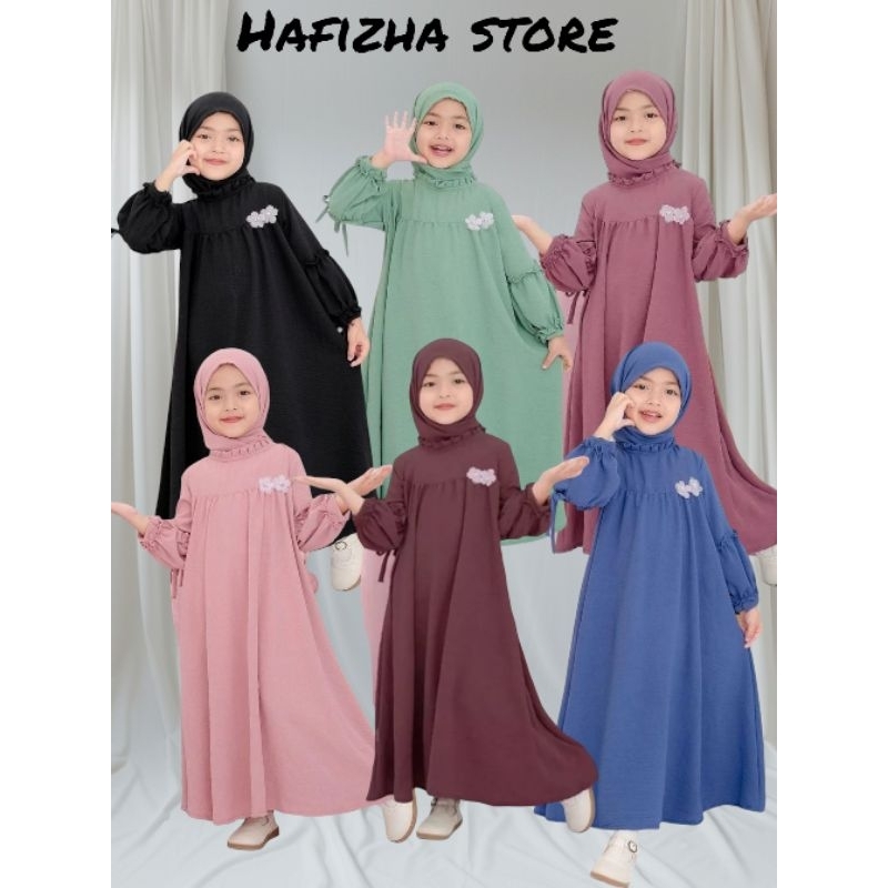 gamis muslim anak sakura/gamis anak kekinian/gamis anak tanggung plus hijab/gamis muslim anak