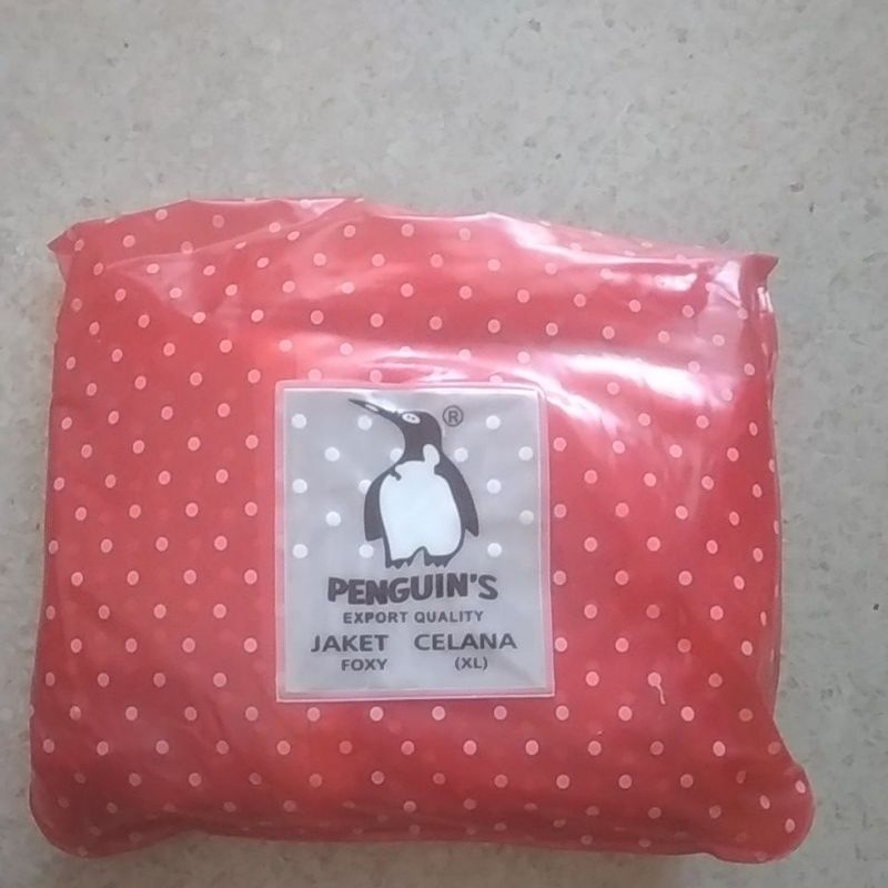 Jas Hujan PENGUIN'S Polkadot Merah FOXY Setelan Jaket Celana PENGUIN'S Foxy Original