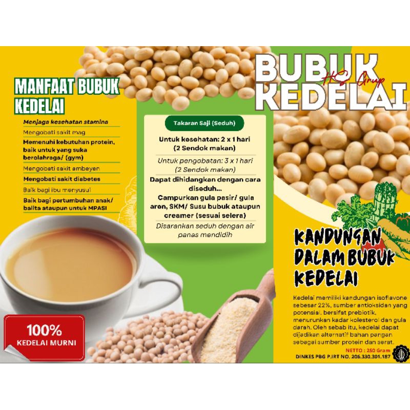 

WEDANG KEDELAI MURNI KEMASAN 60gr-200gr RASA ORIGINAL TANPA GULA (100% KEDELAI ASLI)