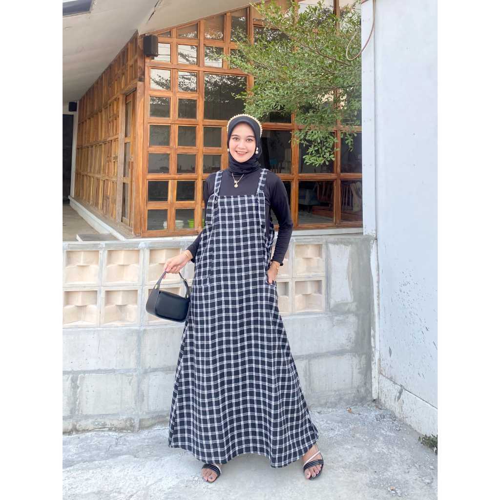 OVERALL FLANEL- ZEYN OVERALL WANITA FLANEL MOTIF KOTAK KOTAK