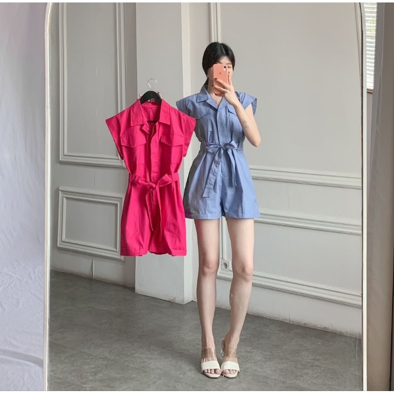 Ody Cotton Jumpsuit Celana Pendek Wanita Katun Casual Busui Friendly S M L