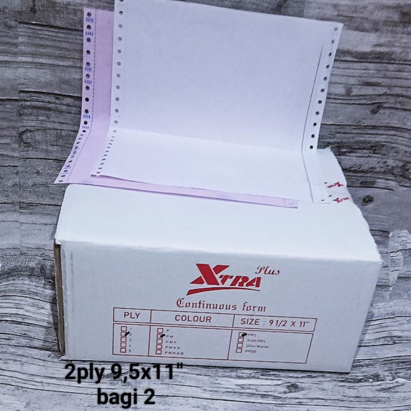 

kertas continuousform 2ply 9,5x11" dibagi 2
