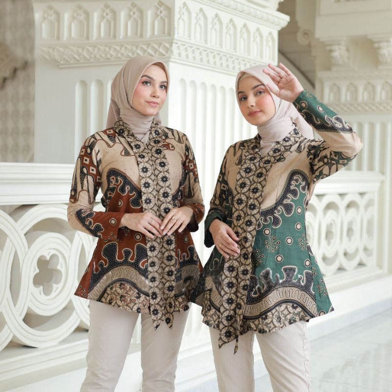 Blouse batik wanita modern kantoran