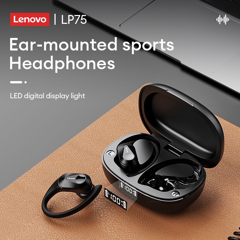 Lenovo Thinkplus LP75 OWS Open Ear Bluetooth Earphones TWS Sport Headset IPX5 Waterproof Headphones 