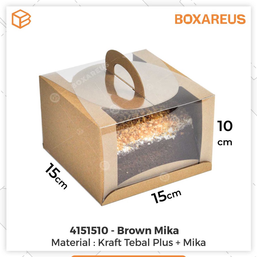 

KF7 Cake Box Gable Mika Kotak Kue Packaging Gift Box Kado Souvenir 415151 Brown 2pc