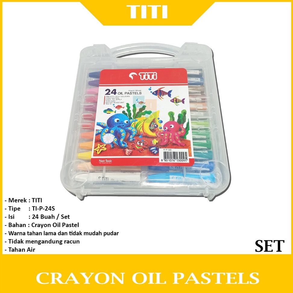 

KODE G6I4 TITI Krayon 24 Warna Oil Pastel 24 Color TIP24S Set