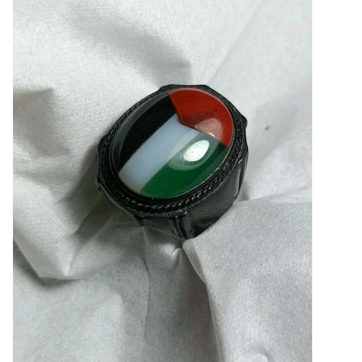 cincin pria/ batu akik natural motif logo palestina