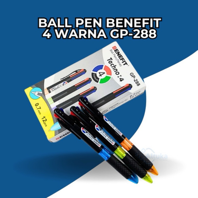 

(1 Pcs) Ball Pen 4 Warna BENEFIT GP-288 0.7mm
