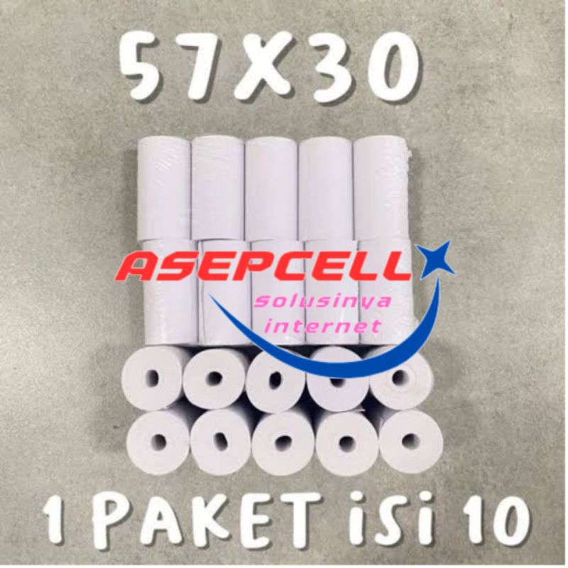 

KERTAS STRUK PRINTER BLUETOOTH EDC 57x30 58x30 ( 1 Pak 10 Roll)