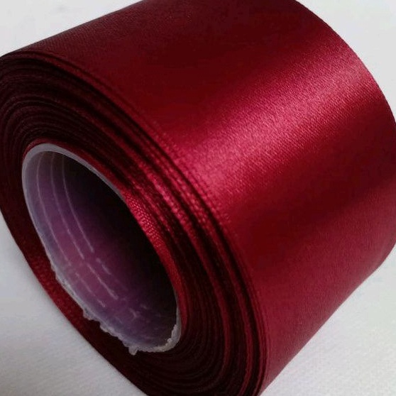 

HJ6 Pita satin merah maron 2 inch 5 cm Per roll