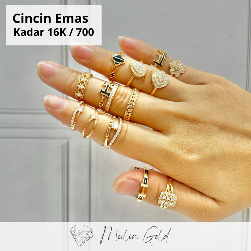 Cincin Emas Kadar 16K / 700 ASLI 100% Terbaru Elegan dan mewah, Toko mas mulia bekasi