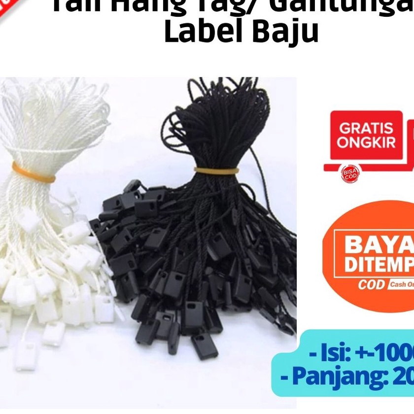 

Sale BAYAR DI TEMPAT Tali HangTag 1pcs Tali Gantungan Label Baju Laundry tali label merk produk