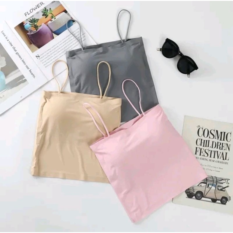Promo  Paket Murah (Paket Usaha) 3Pcs Tanktop Wanita With Cup Tanpa Kawat Pakaian Dalam Tali