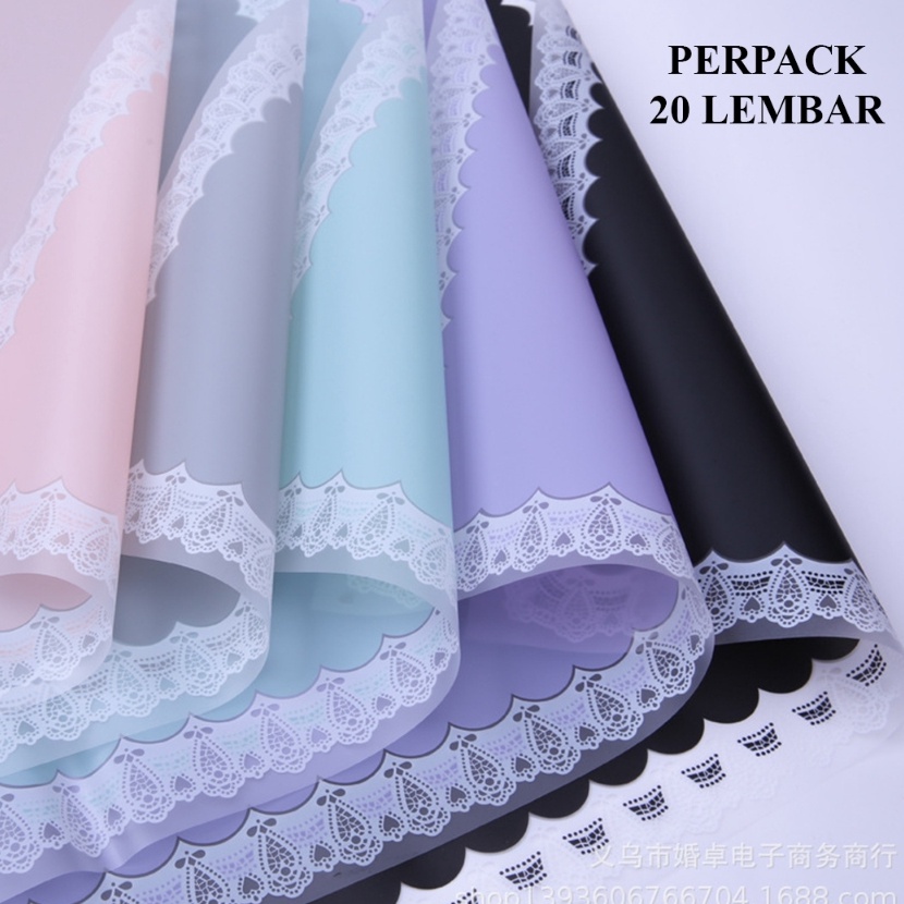 

Unggul 2 Lembar Kertas Buket Bunga Motif Renda Lace Border Cellophane Flower Wrapping Paper Perpack KB6175