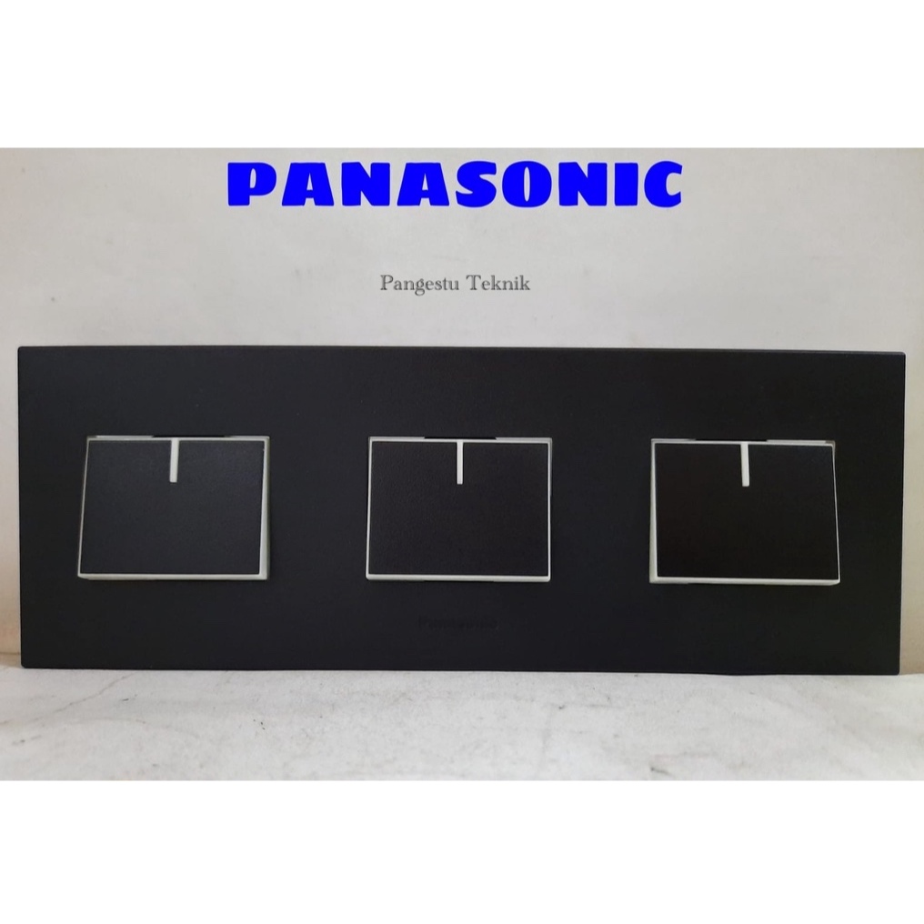 Saklar Panasonic Style e 3 Gang mata module Hitam Black / triple saklar engkel besar