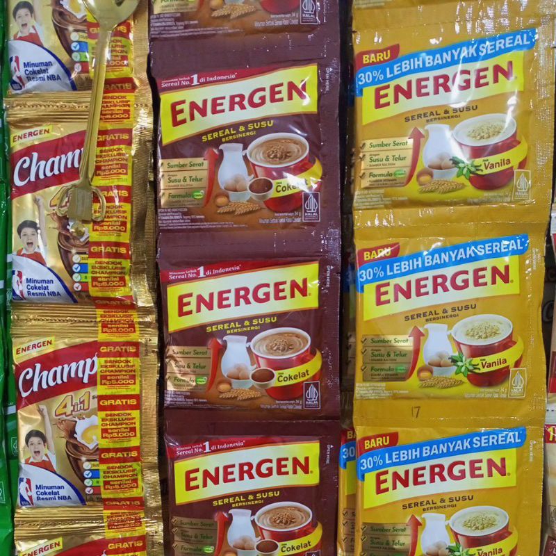 

Energen rasa coklat , vanila & champion 1 renteng isi 10 Murah