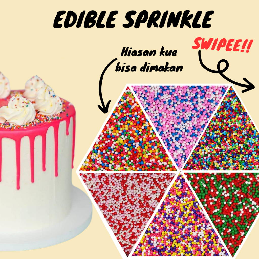 Sprinkles trimit springkel 10gr mutiara  dekorasi bisa dimakan sprinkle edible sprinkle kue bisa dim