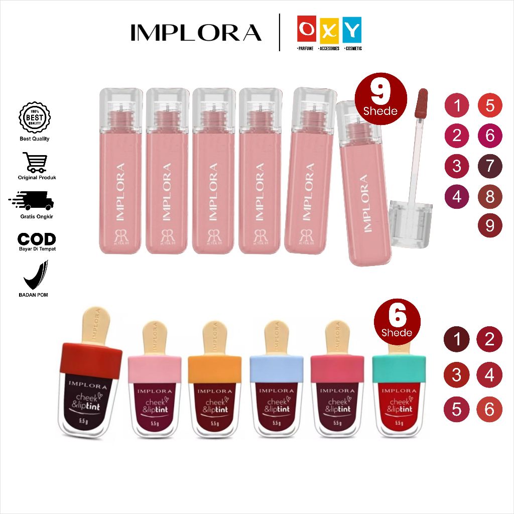 OXY PARFUME - IMPLORA Jelly Tint Cheek & Lip Tint Pewarna Bibir Ombre Lips Liptint Best Seller