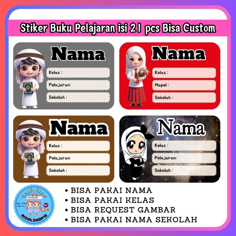 

Isi 21 Stiker Mapel-Label Pelajaran Sekolah Custom Nama+Gambar