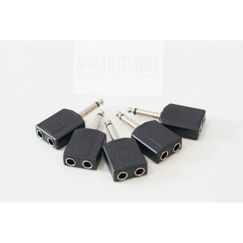 Jack Cabang T Mic Akai 2 Mono to 1 Mono 6.5mm hitam